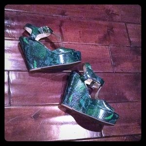 I.N.C. Snakeskin Print Platforms